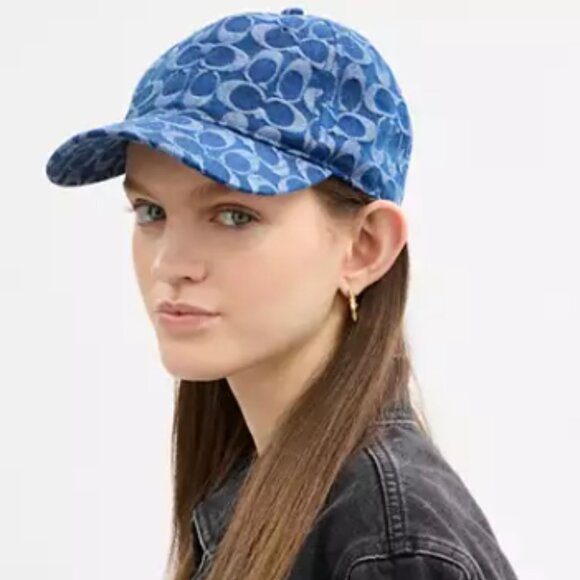 Coach Signature Denim Baseball Hat M/L NWT - Picture 2 of 2
